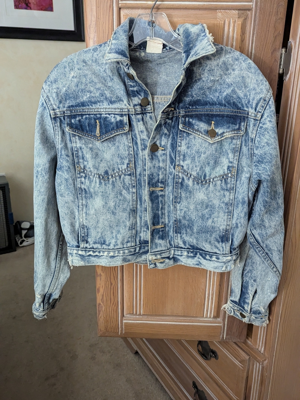 Acid Wash Blue Denim Jacket - Women's Casual Trucker